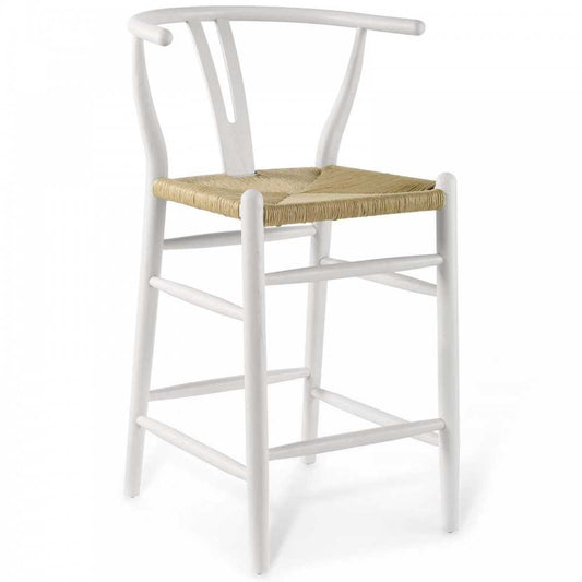 Amish Wood Counter Stool, White