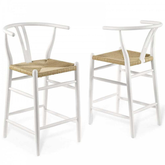 Amish Wood Counter Stool Set of 2, White