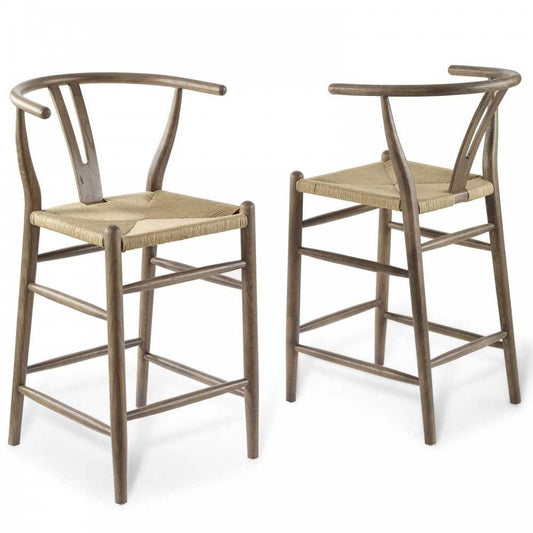 Amish Wood Counter Stool Set of 2, Gray