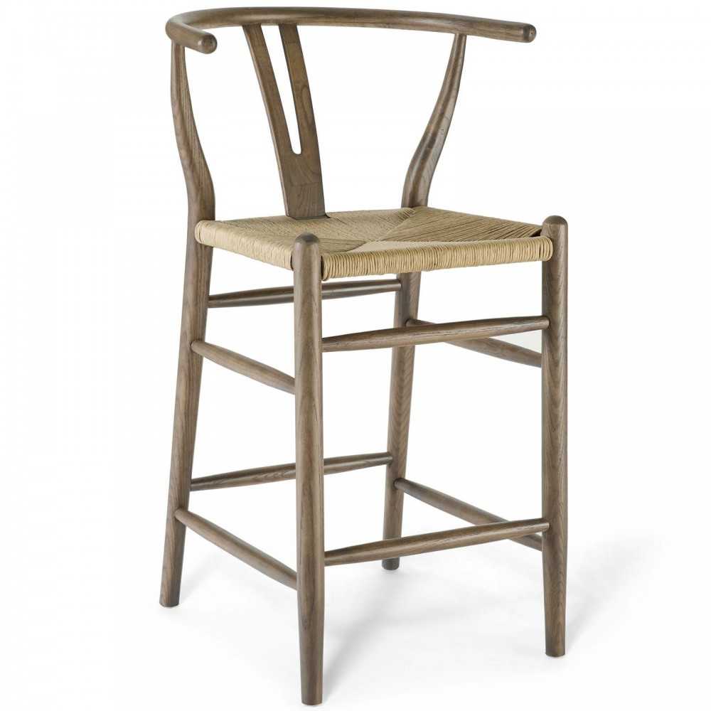 Amish Wood Counter Stool, Gray