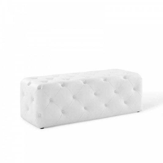 Amour 48" Tufted Button Entryway Faux Leather Bench