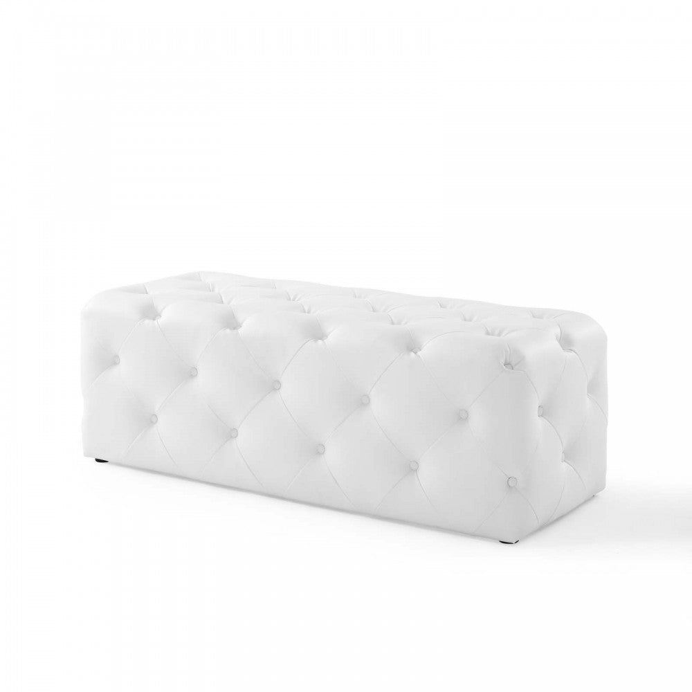 Amour 48" Tufted Button Entryway Faux Leather Bench