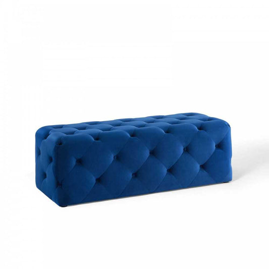 Amour 48" Tufted Button Entryway Performance Velvet Bench, Navy