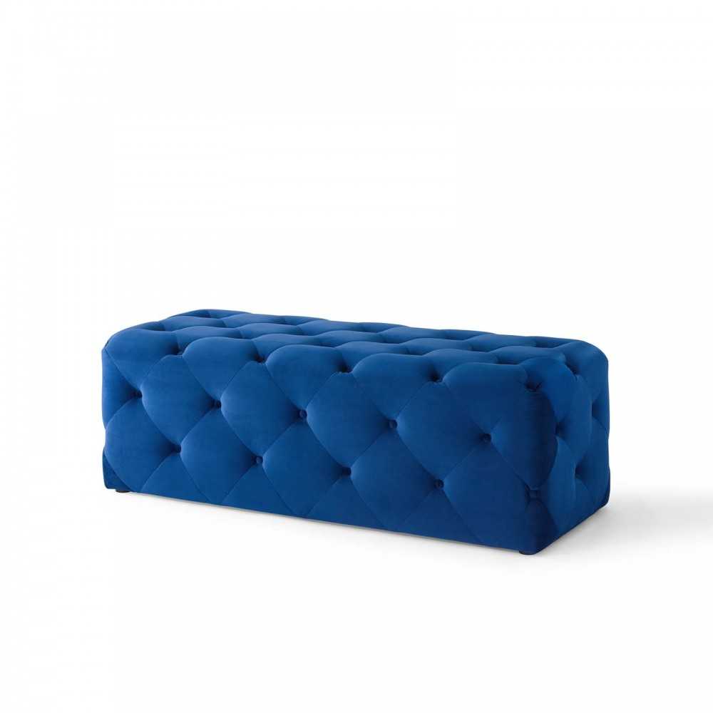 Amour 48" Tufted Button Entryway Performance Velvet Bench, Navy