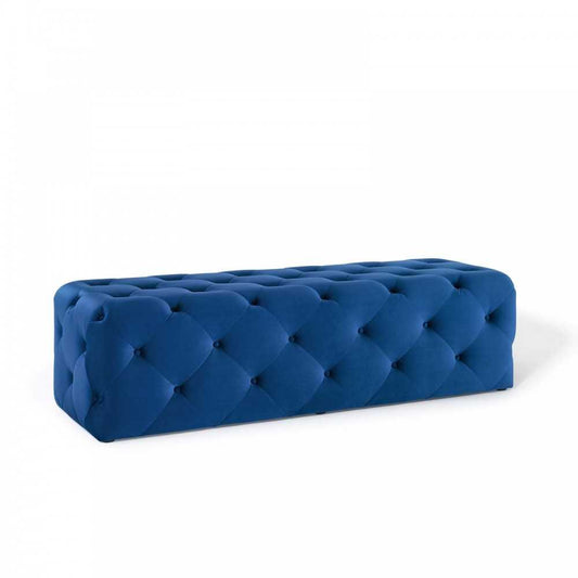 Amour 60" Tufted Button Entryway Performance Velvet Bench, Navy
