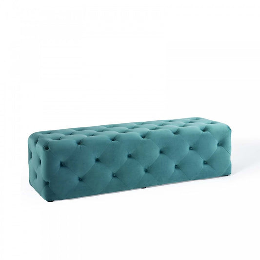 Amour 60" Tufted Button Entryway Performance Velvet Bench, Sea Blue