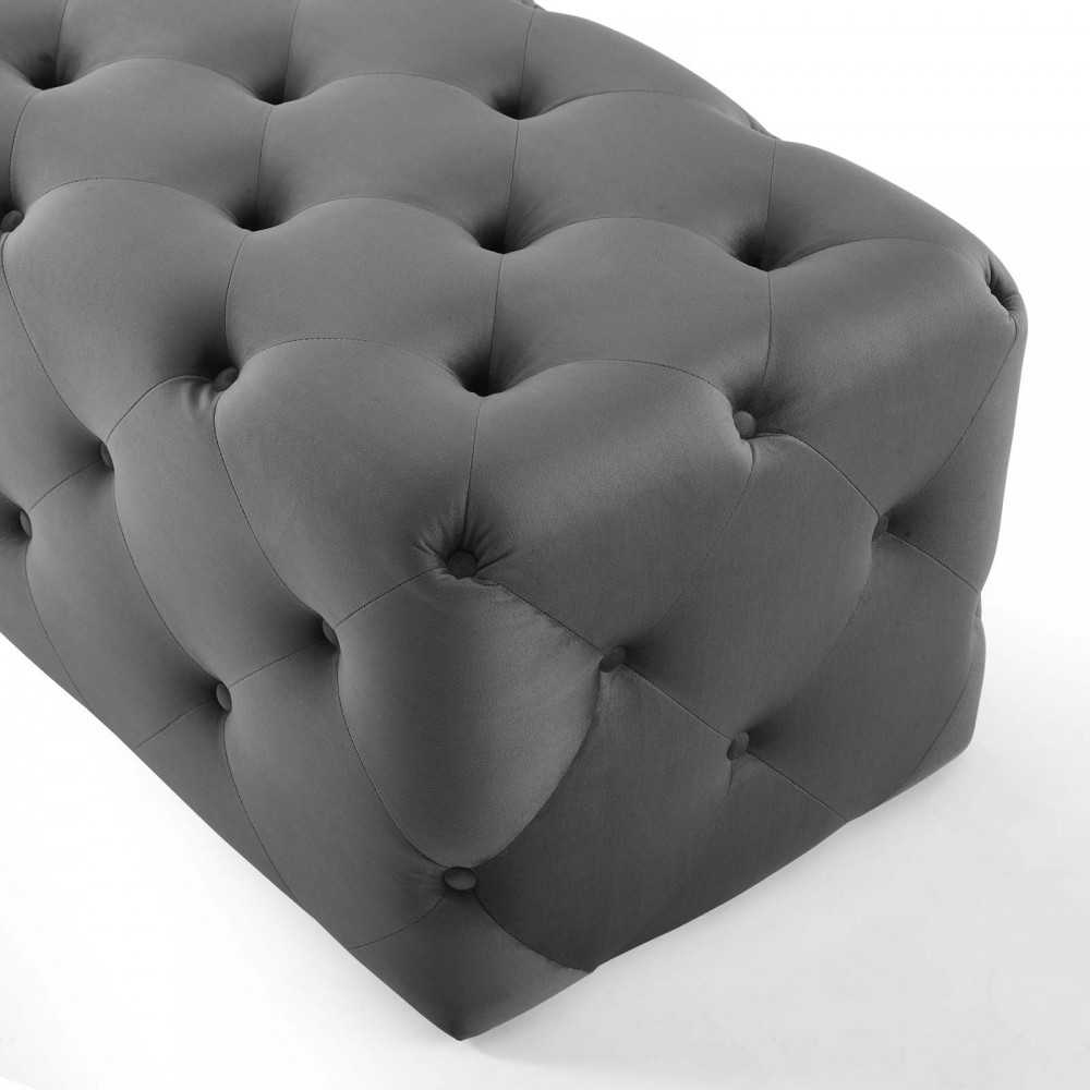 Amour 72" Tufted Button Entryway Performance Velvet Bench, Gray