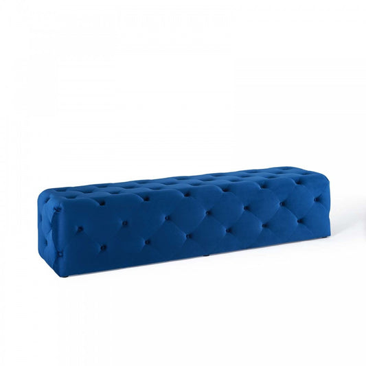 Amour 72" Tufted Button Entryway Performance Velvet Bench, Navy