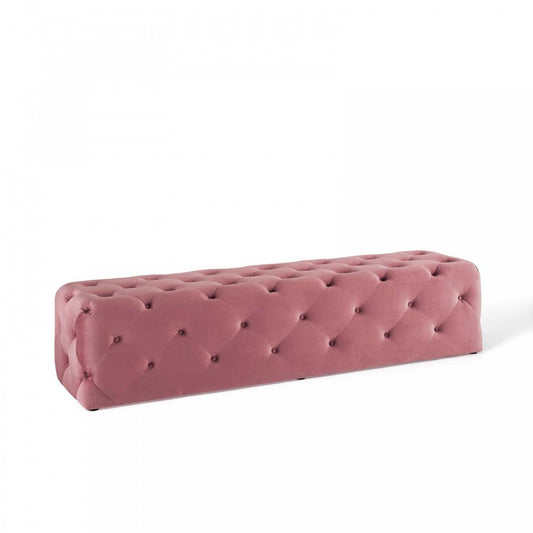 Amour 72" Tufted Button Entryway Performance Velvet Bench, Dusty Rose