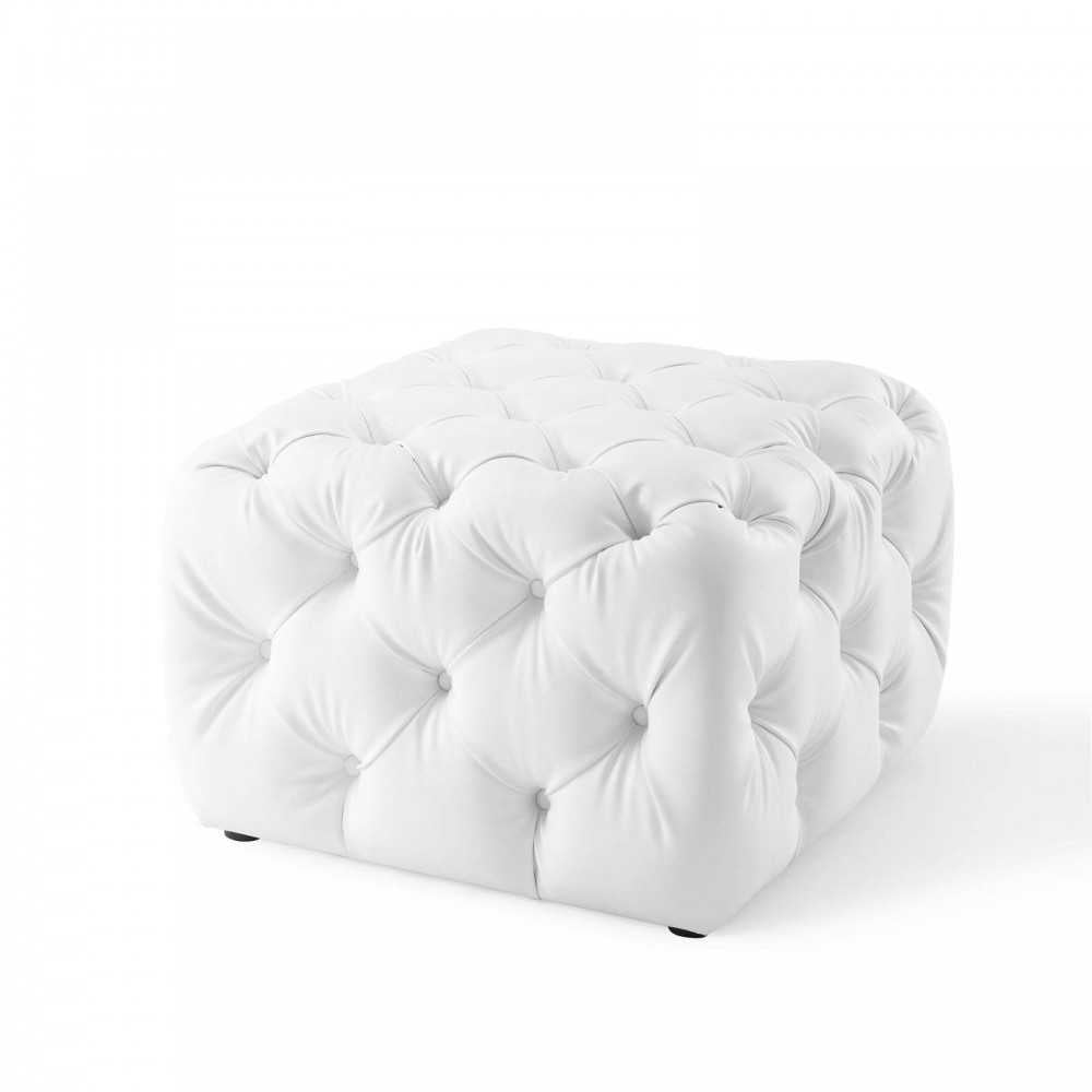 Amour Tufted Button Square Faux Leather Ottoman