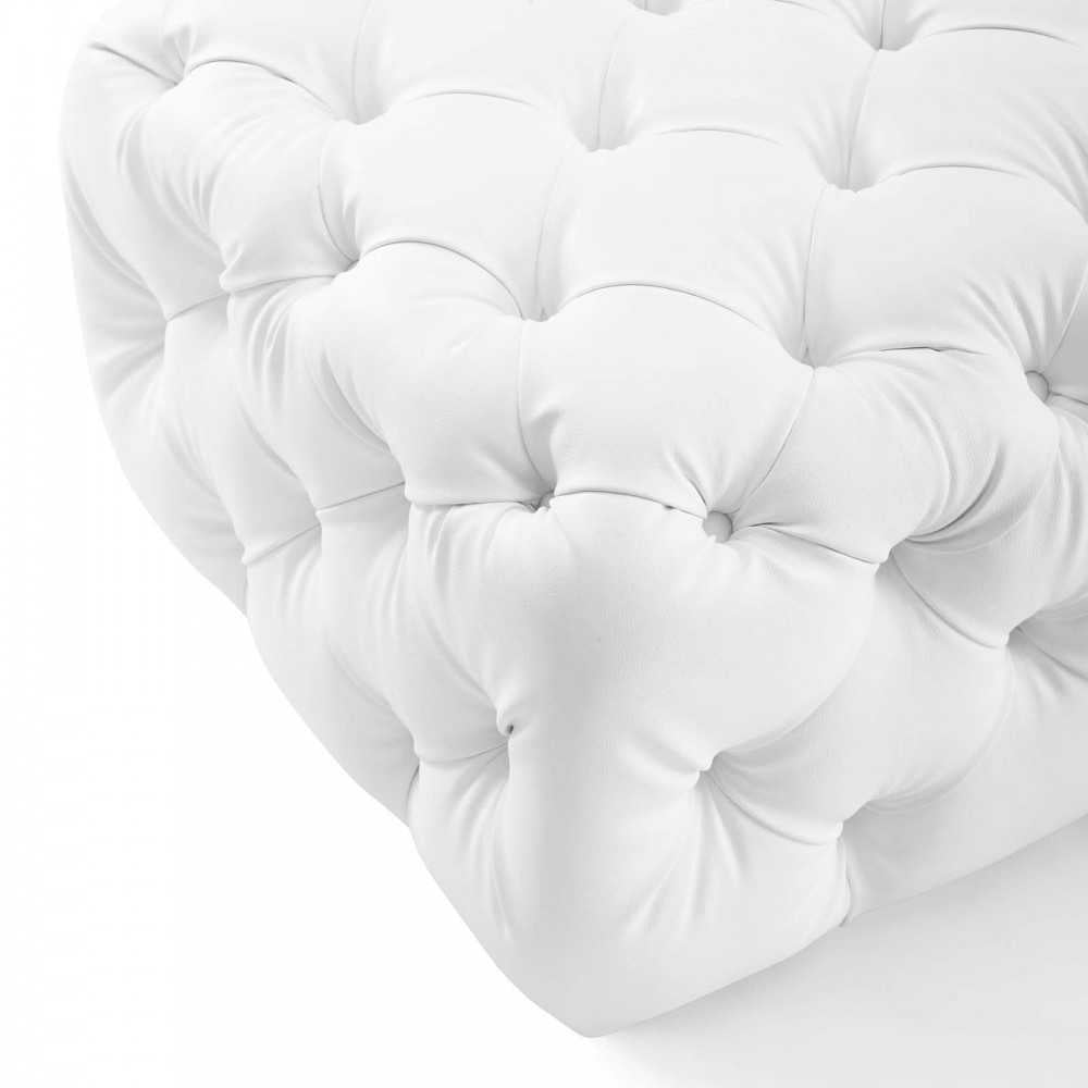 Amour Tufted Button Square Faux Leather Ottoman