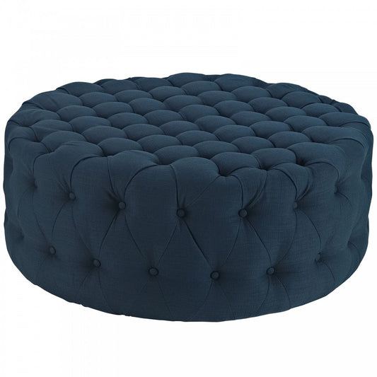 Amour Upholstered Fabric Ottoman, Azure