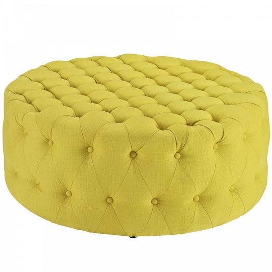 Amour Upholstered Fabric Ottoman, Sunny