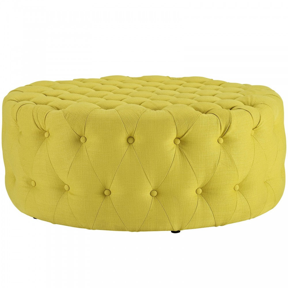Amour Upholstered Fabric Ottoman, Sunny