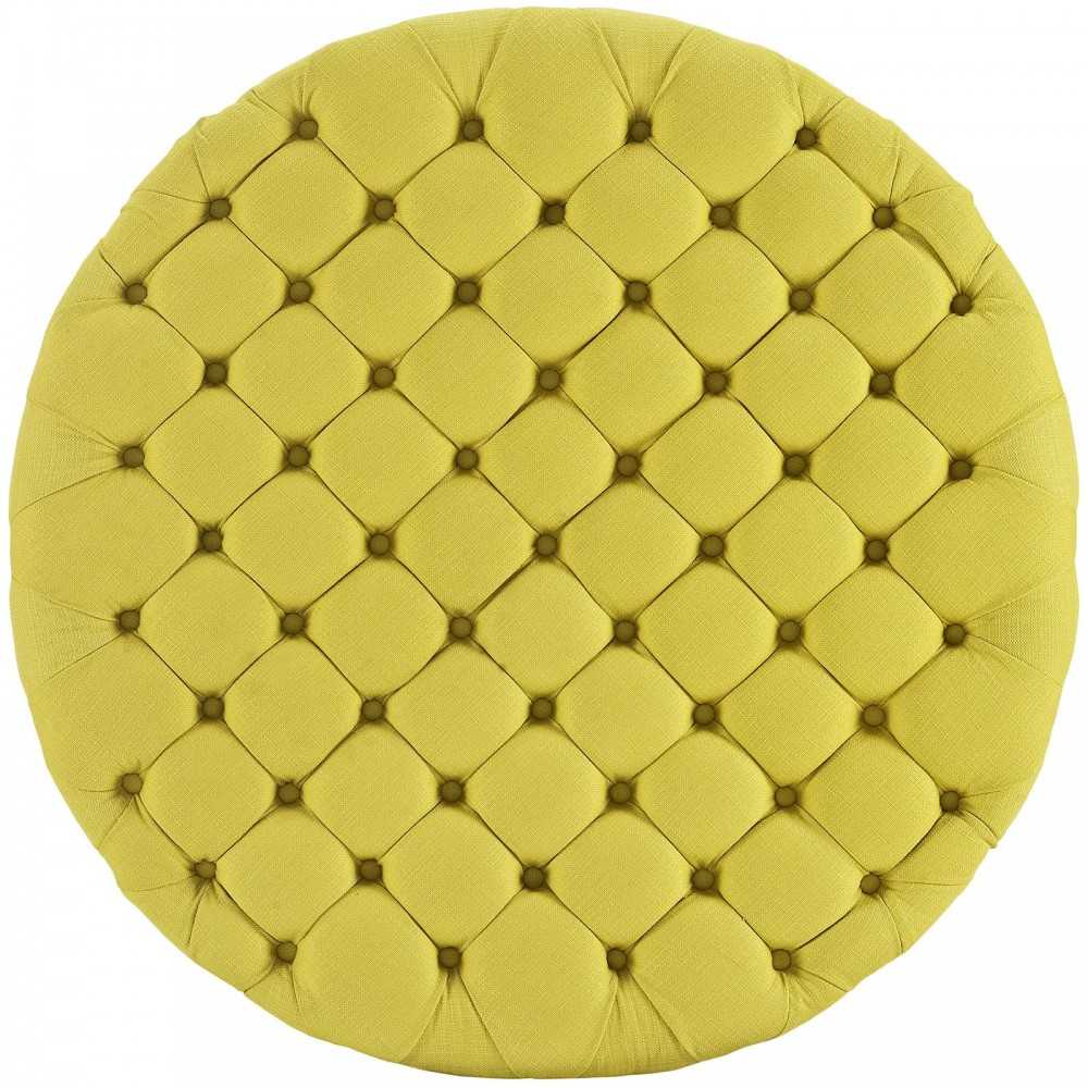 Amour Upholstered Fabric Ottoman, Sunny