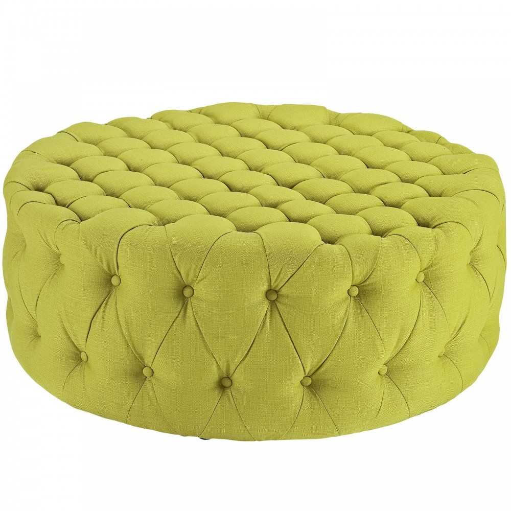 Amour Upholstered Fabric Ottoman, Wheatgrass