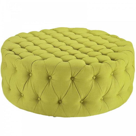 Amour Upholstered Fabric Ottoman, Wheatgrass