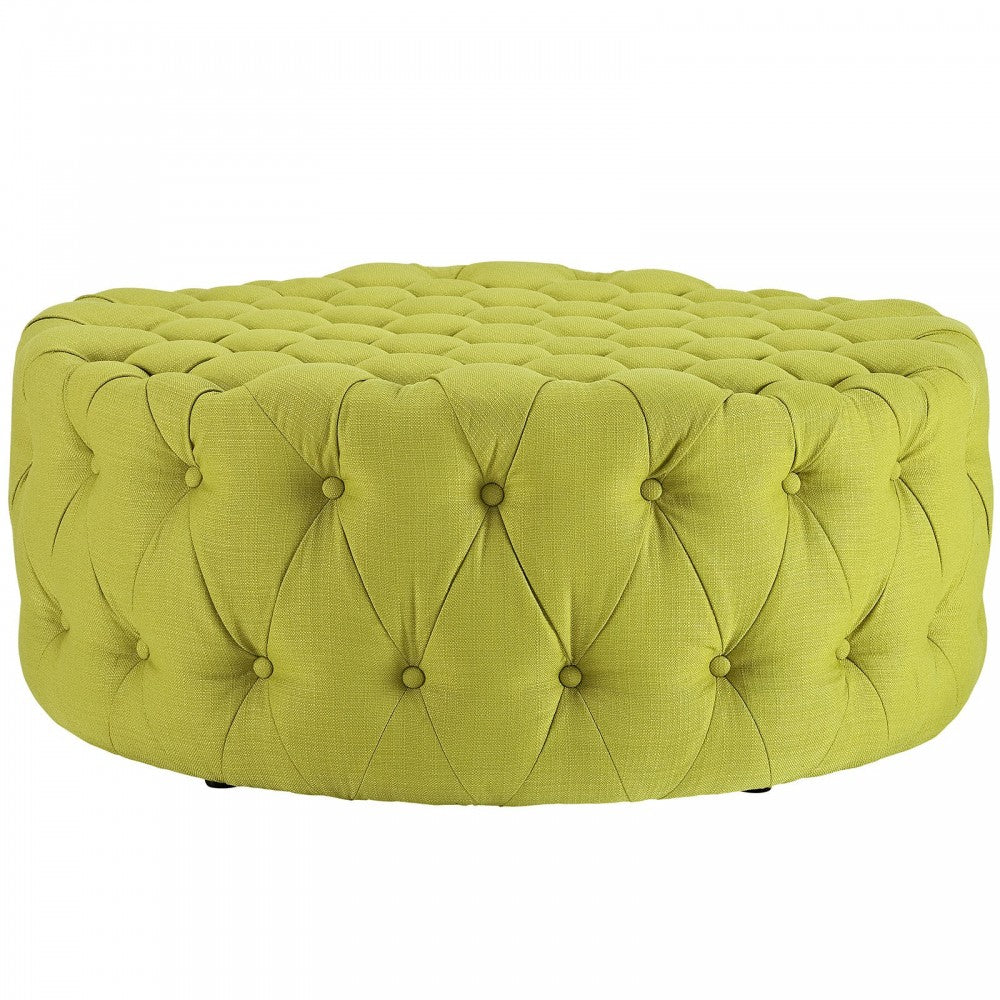 Amour Upholstered Fabric Ottoman, Wheatgrass