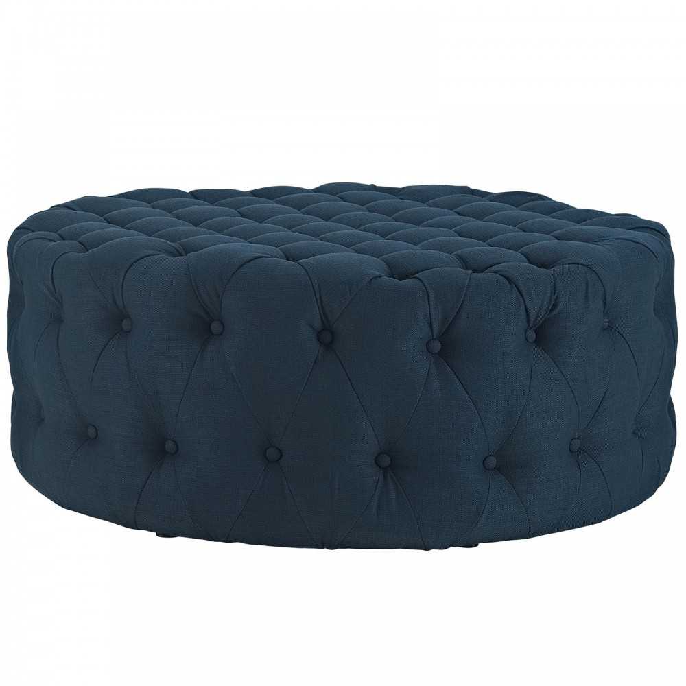 Amour Upholstered Fabric Ottoman, Azure