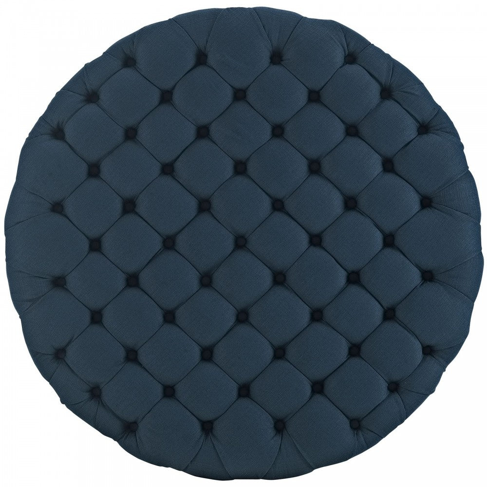Amour Upholstered Fabric Ottoman, Azure