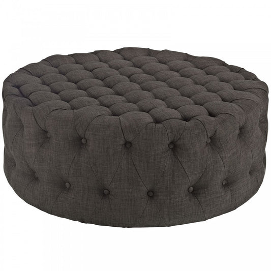 Amour Upholstered Fabric Ottoman, Brown