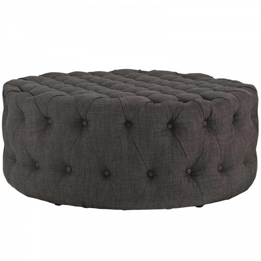 Amour Upholstered Fabric Ottoman, Brown