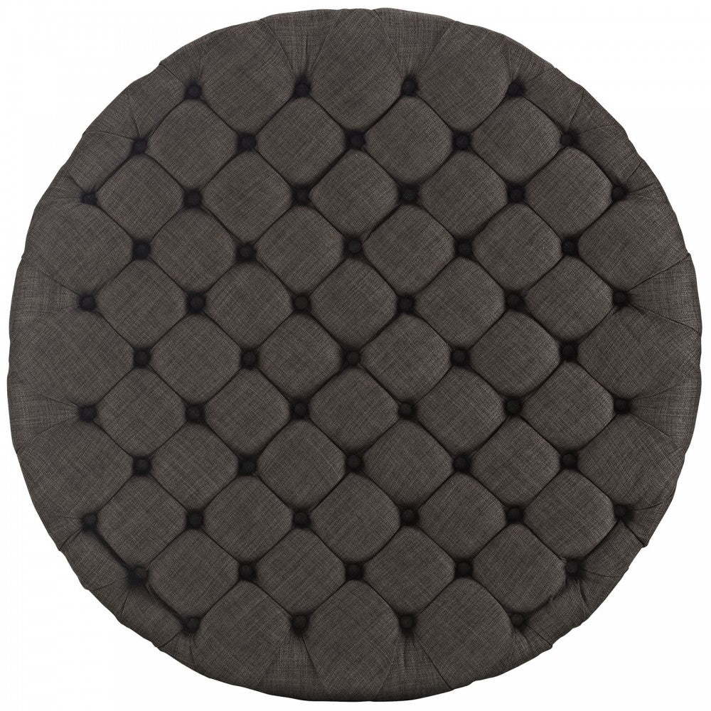 Amour Upholstered Fabric Ottoman, Brown