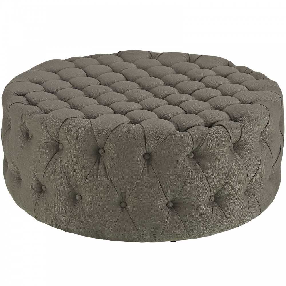 Amour Upholstered Fabric Ottoman, Granite
