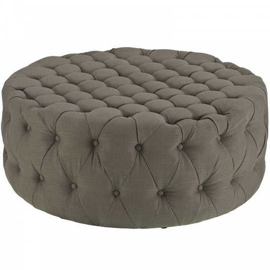 Amour Upholstered Fabric Ottoman, Granite