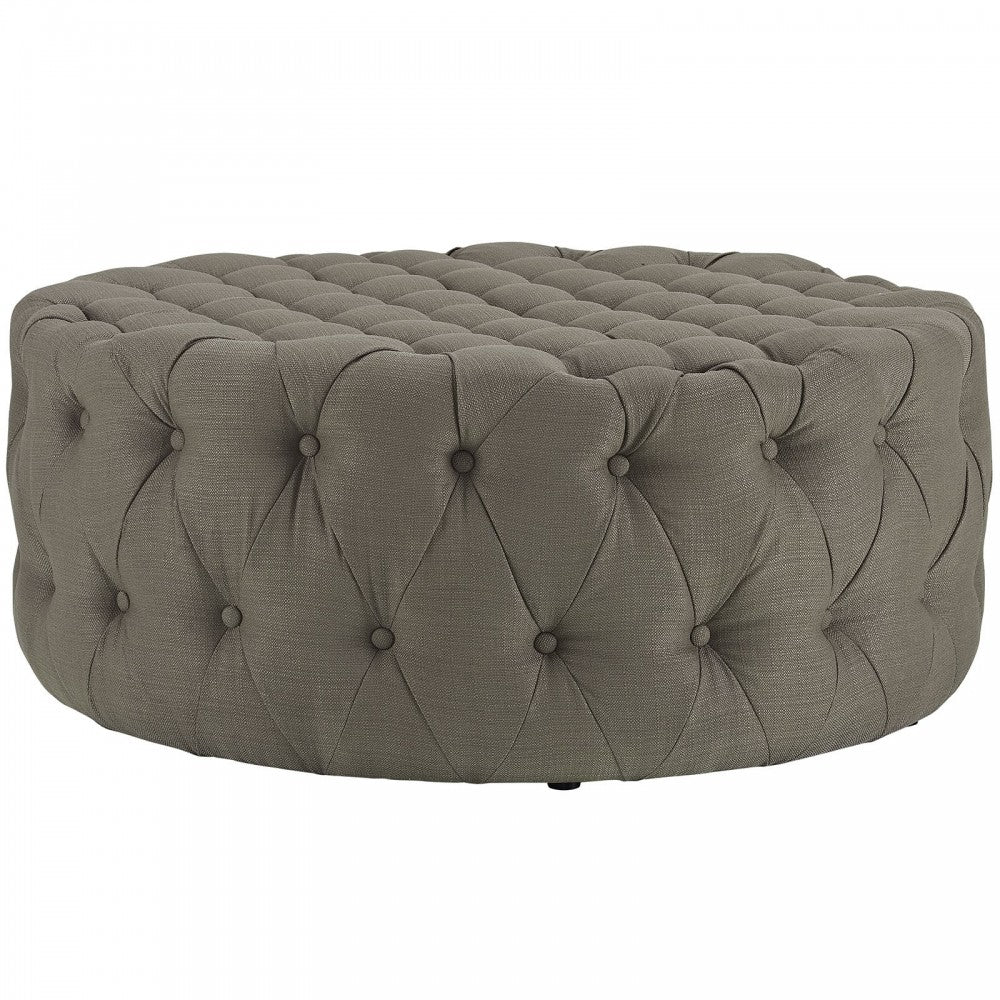 Amour Upholstered Fabric Ottoman, Granite
