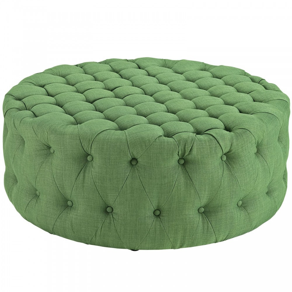 Amour Upholstered Fabric Ottoman, Kelly Green