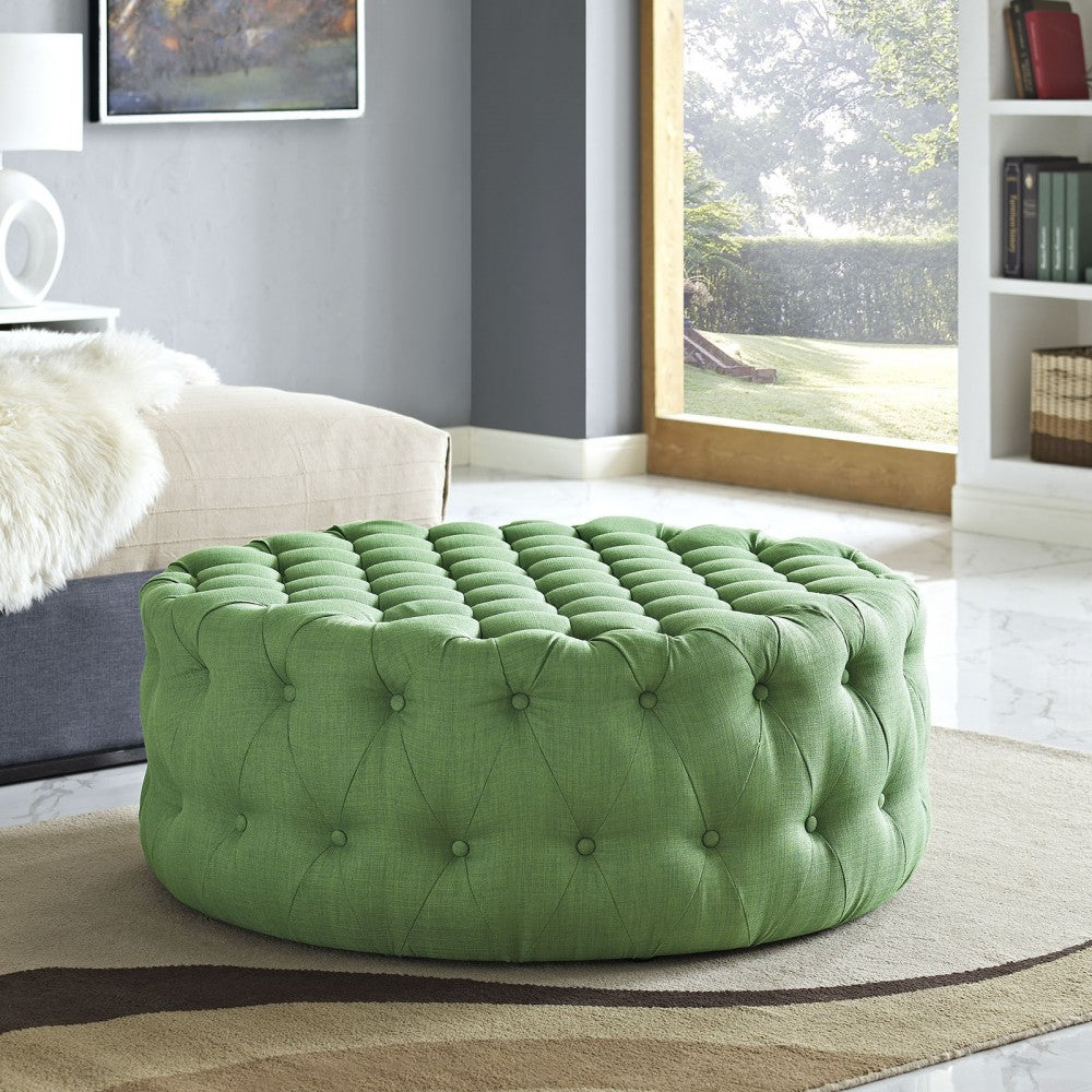Amour Upholstered Fabric Ottoman, Kelly Green
