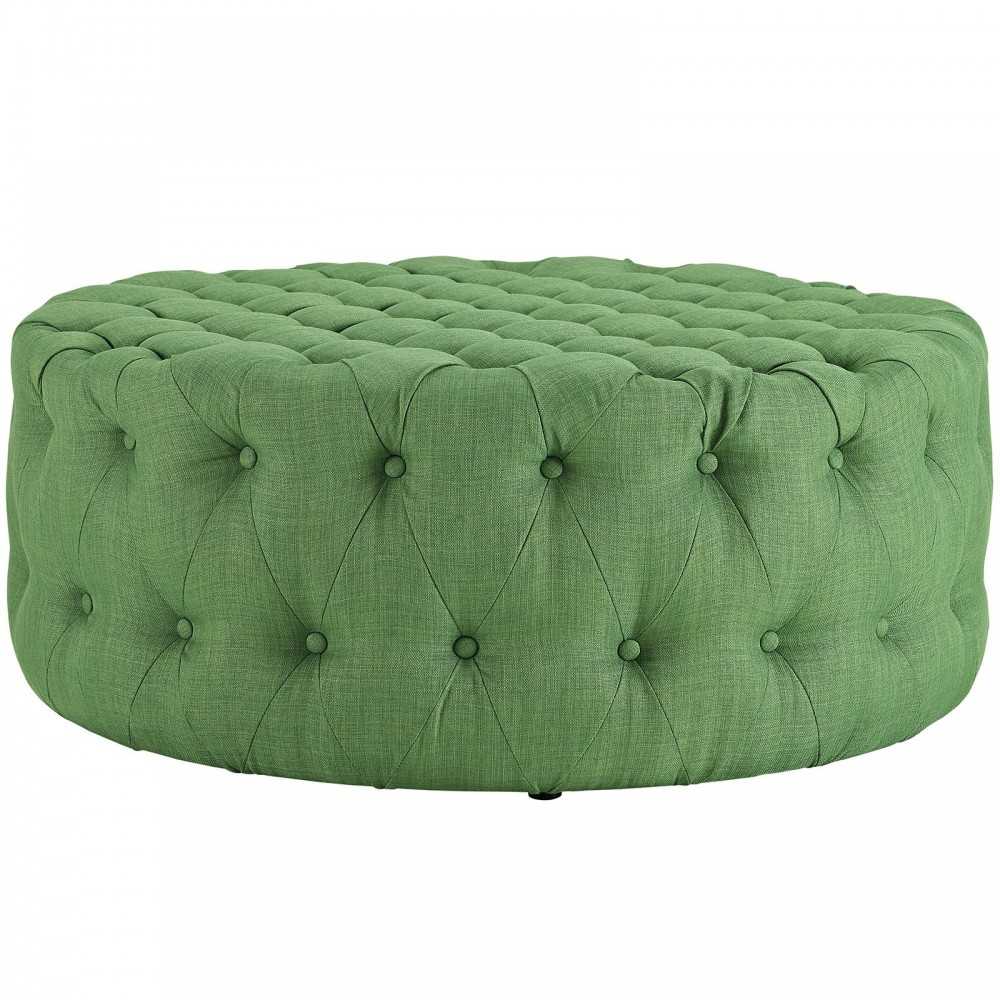 Amour Upholstered Fabric Ottoman, Kelly Green
