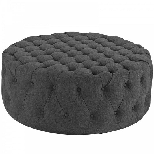 Amour Upholstered Fabric Ottoman, Gray
