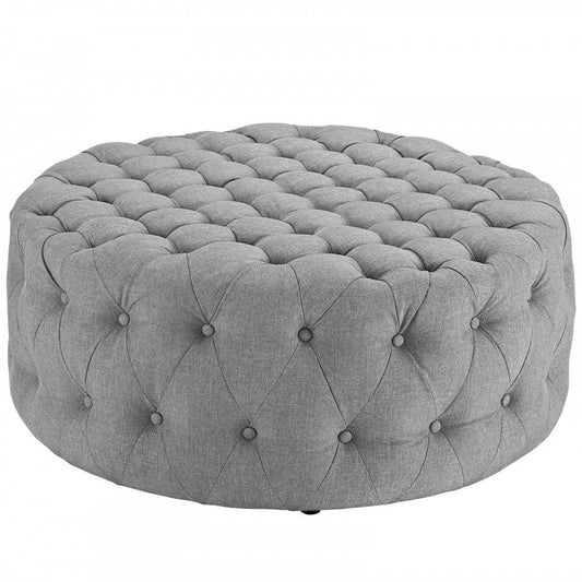 Amour Upholstered Fabric Ottoman, Light Gray