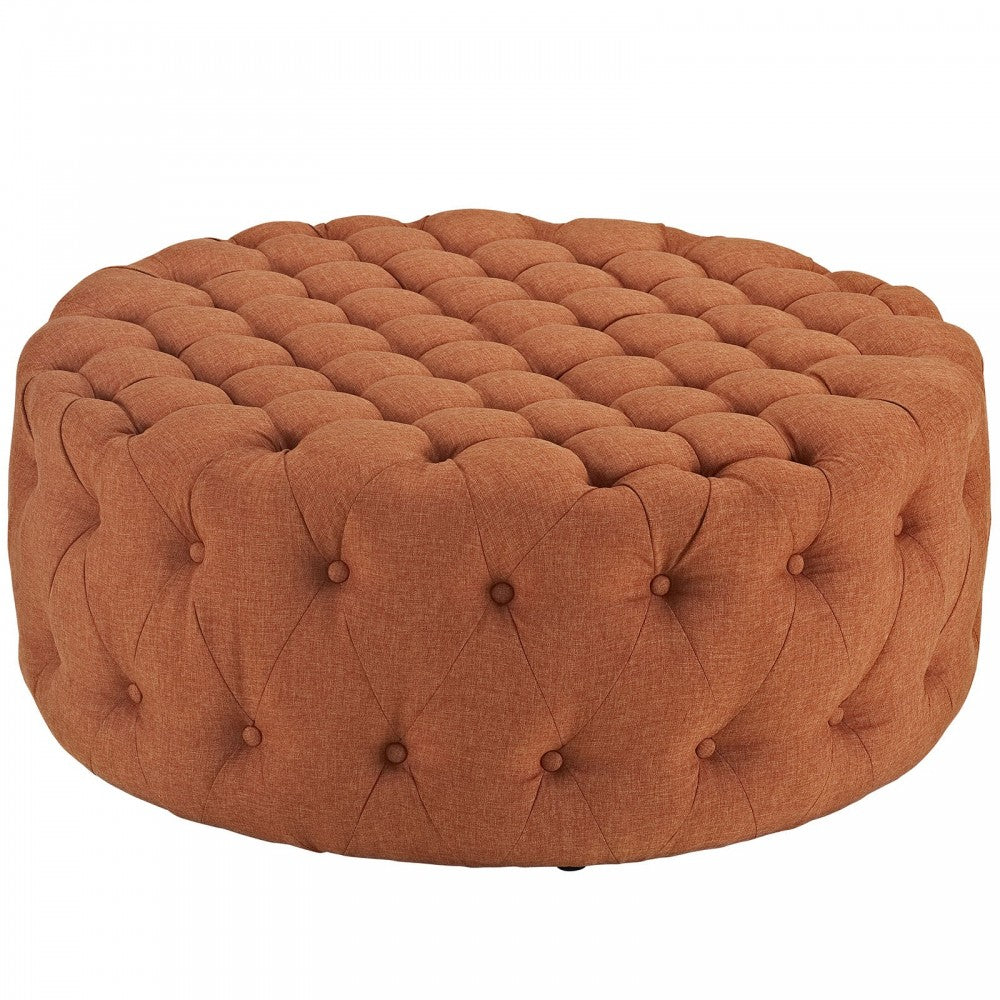 Amour Upholstered Fabric Ottoman, Orange