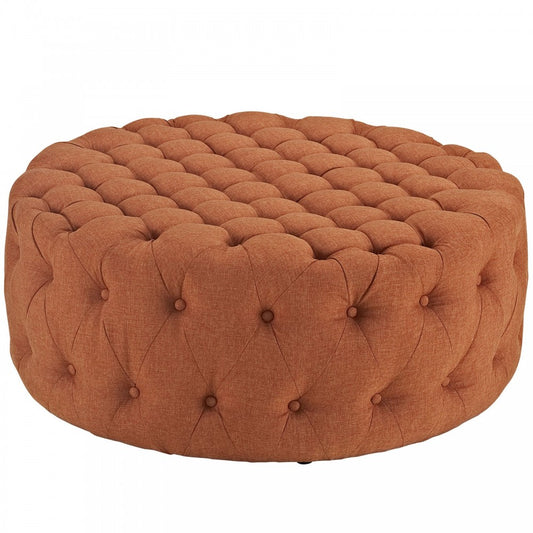 Amour Upholstered Fabric Ottoman, Orange