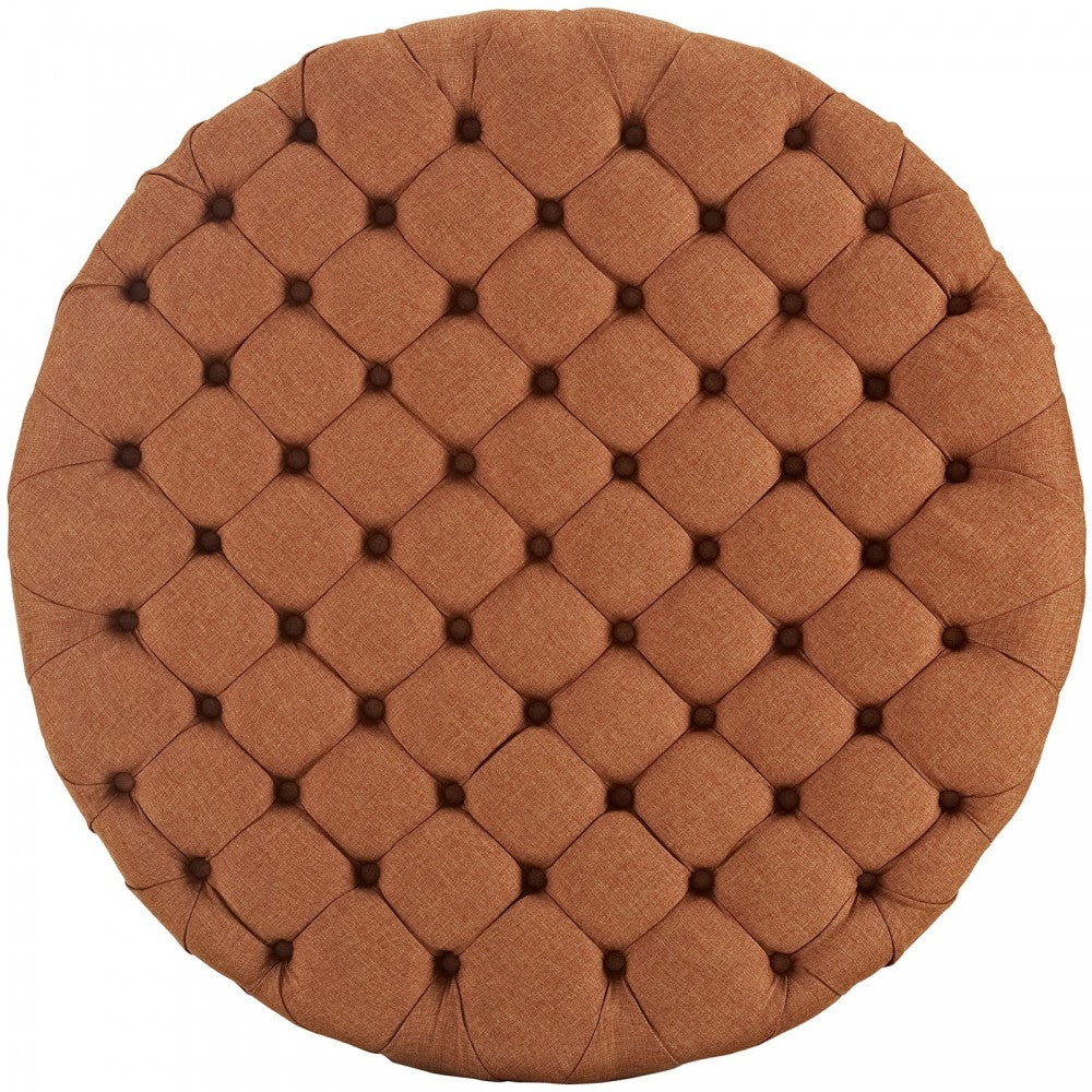Amour Upholstered Fabric Ottoman, Orange