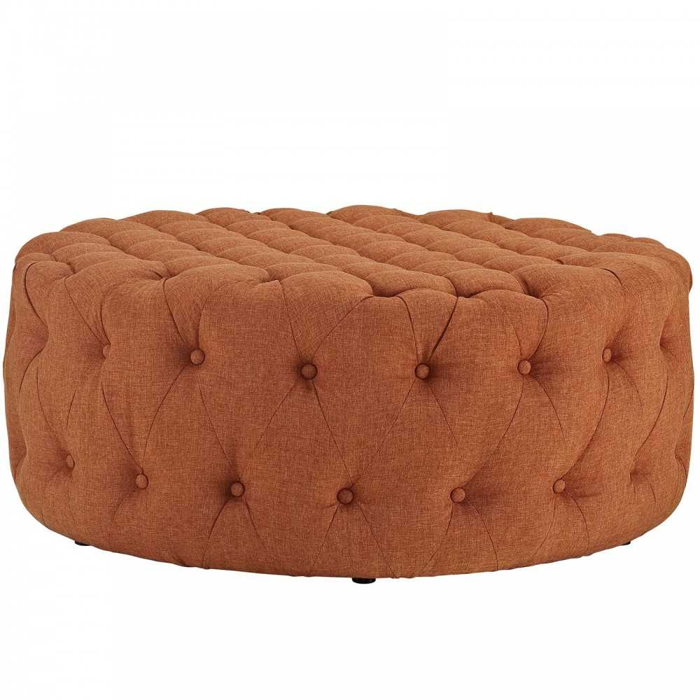 Amour Upholstered Fabric Ottoman, Orange