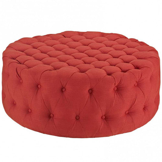 Amour Upholstered Fabric Ottoman, Atomic Red