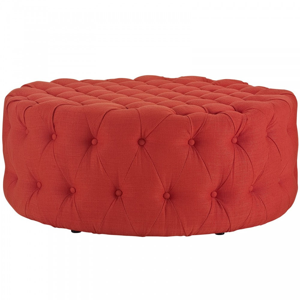 Amour Upholstered Fabric Ottoman, Atomic Red