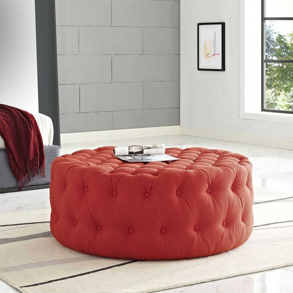 Amour Upholstered Fabric Ottoman, Atomic Red