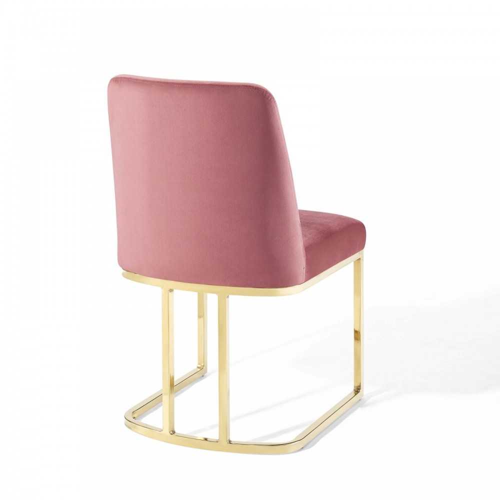 Amplify Sled Base Performance Velvet Dining Chairs - Set of 2, Gold Dusty Rose