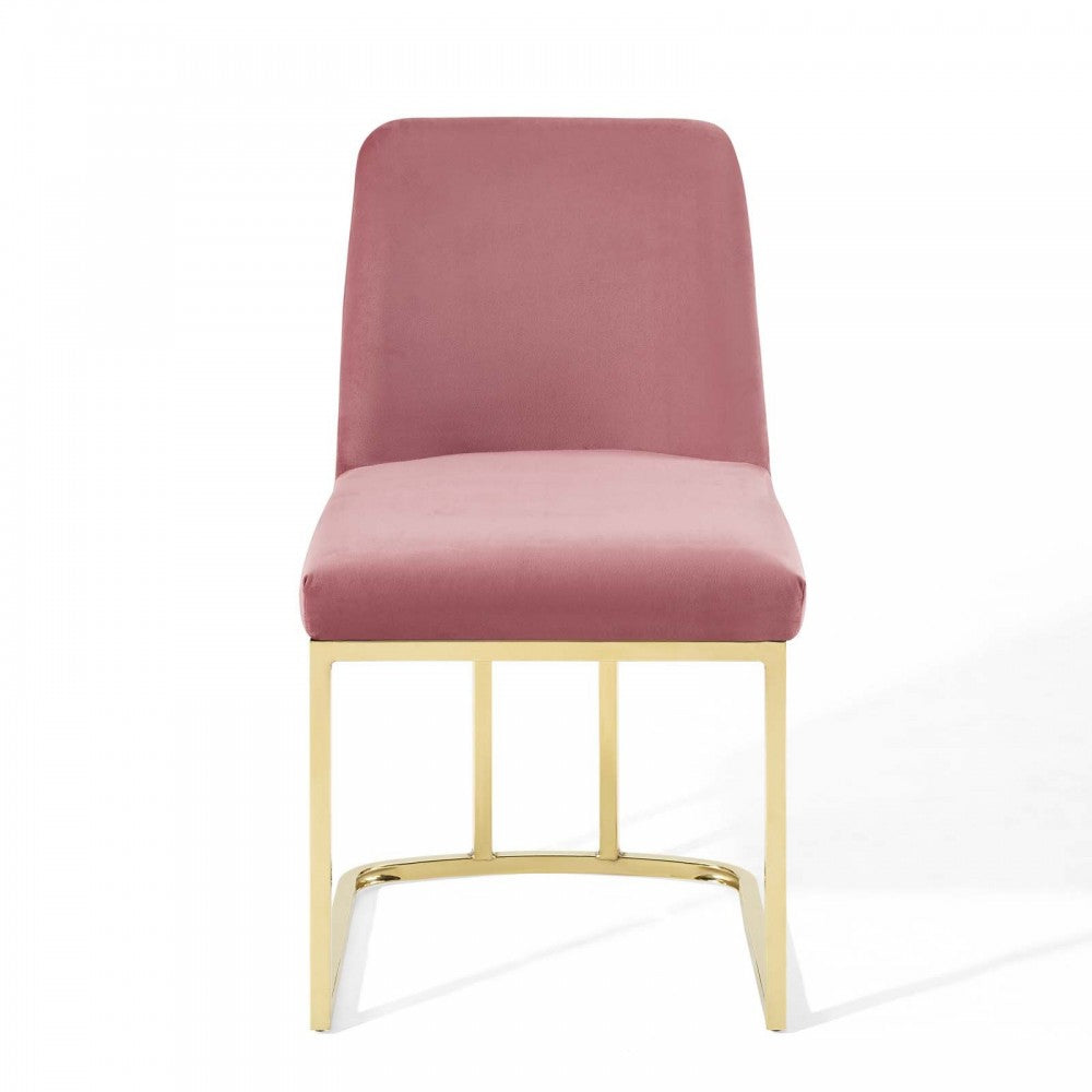 Amplify Sled Base Performance Velvet Dining Chairs - Set of 2, Gold Dusty Rose