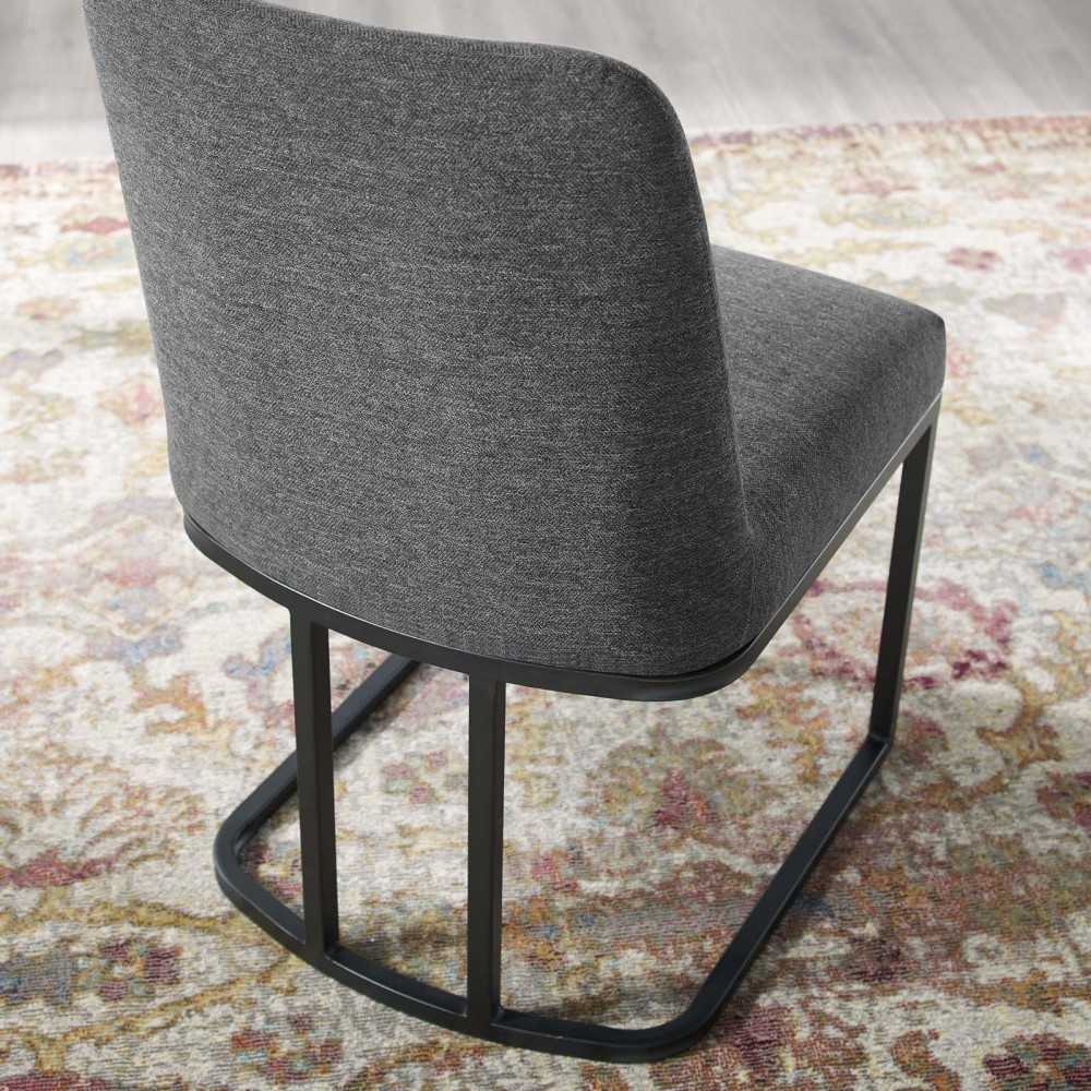 Amplify Sled Base Upholstered Fabric Dining Side Chair, Black Charcoal