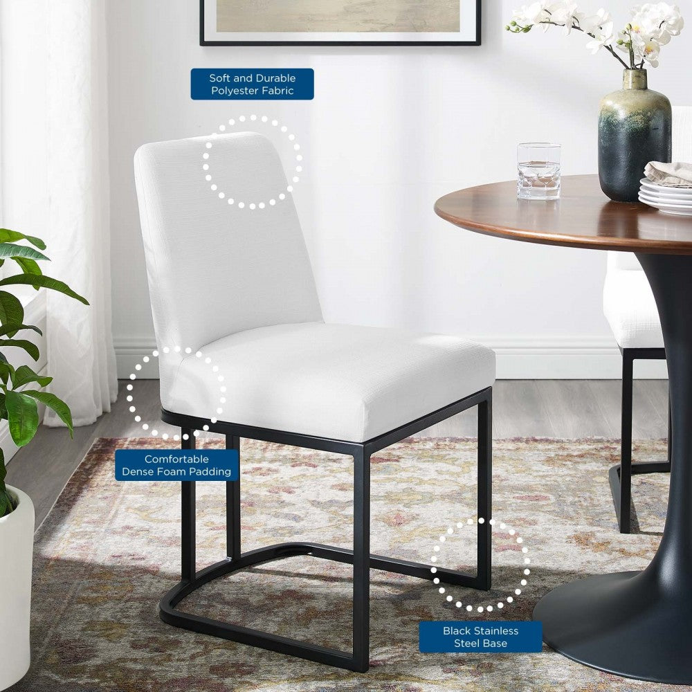 Amplify Sled Base Upholstered Fabric Dining Side Chair, Black White