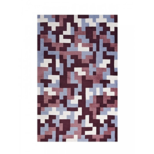 Andela Interlocking Block Mosaic 8x10 Area Rug, Multicolored Red and Light Blue