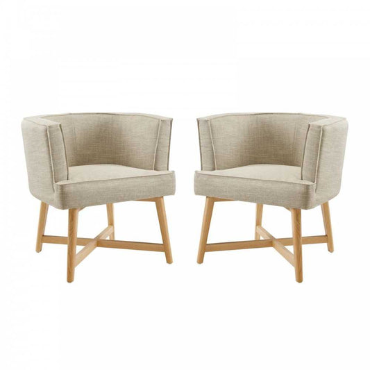 Anders Accent Chair Upholstered Fabric Set of 2, Beige