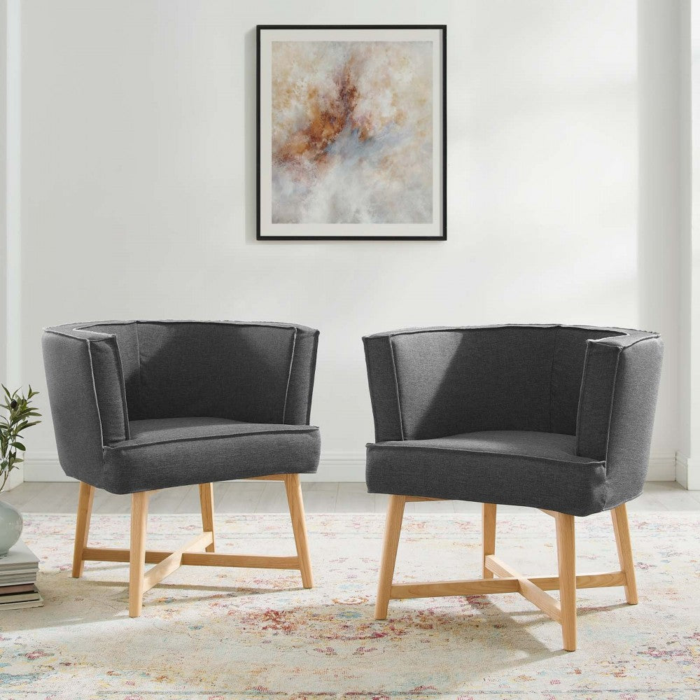 Anders Accent Chair Upholstered Fabric Set of 2, Gray