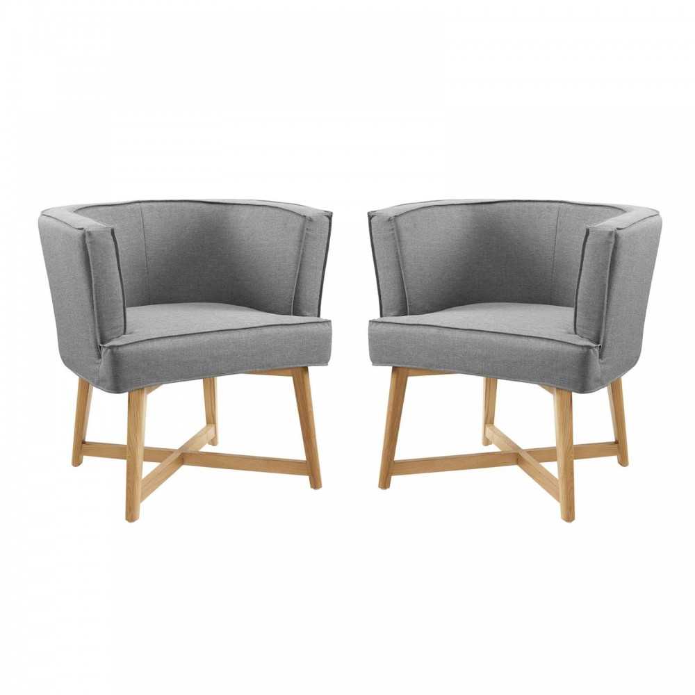 Anders Accent Chair Upholstered Fabric Set of 2, Light Gray